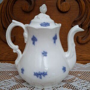 Antique Chelsea Blue Grape Grandmother's Ware Teapot